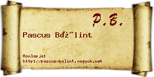 Pascus Bálint névjegykártya