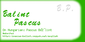 balint pascus business card